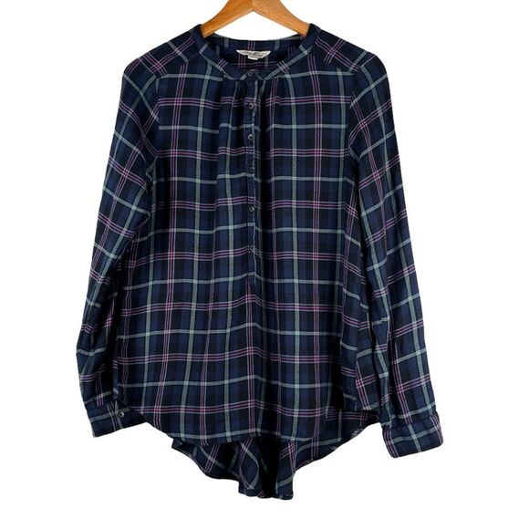 Lucky Brand‎ Plaid Flannel Long SleeveTop Size M - Picture 1 of 13